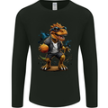 Basketball T-Rex Dinosaur Mens Long Sleeve T-Shirt Black