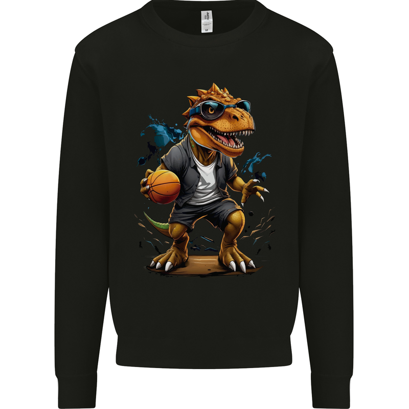Basketball T-Rex Dinosaur Mens Sweatshirt Jumper Black