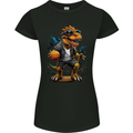 Basketball T-Rex Dinosaur Womens Petite Cut T-Shirt Black