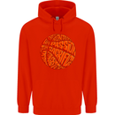 Basketball Word Art Mens 80% Cotton Hoodie Bright Red