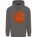 Basketball Word Art Mens 80% Cotton Hoodie Charcoal