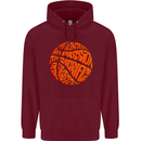Basketball Word Art Mens 80% Cotton Hoodie Maroon