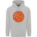 Basketball Word Art Mens 80% Cotton Hoodie Sports Grey