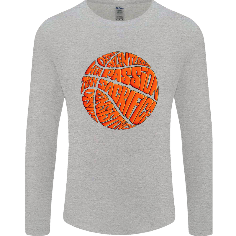 Basketball Word Art Mens Long Sleeve T-Shirt Sports Grey