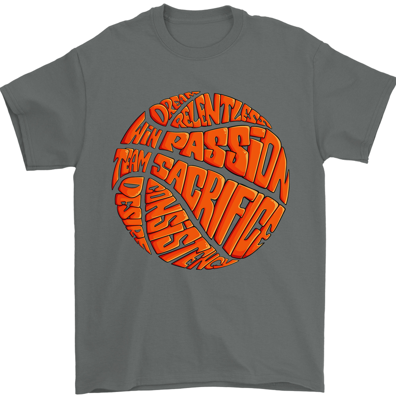 Basketball Word Art Mens T-Shirt 100% Cotton Charcoal