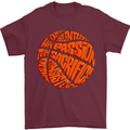Basketball Word Art Mens T-Shirt 100% Cotton Maroon