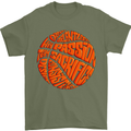 Basketball Word Art Mens T-Shirt 100% Cotton Military Green