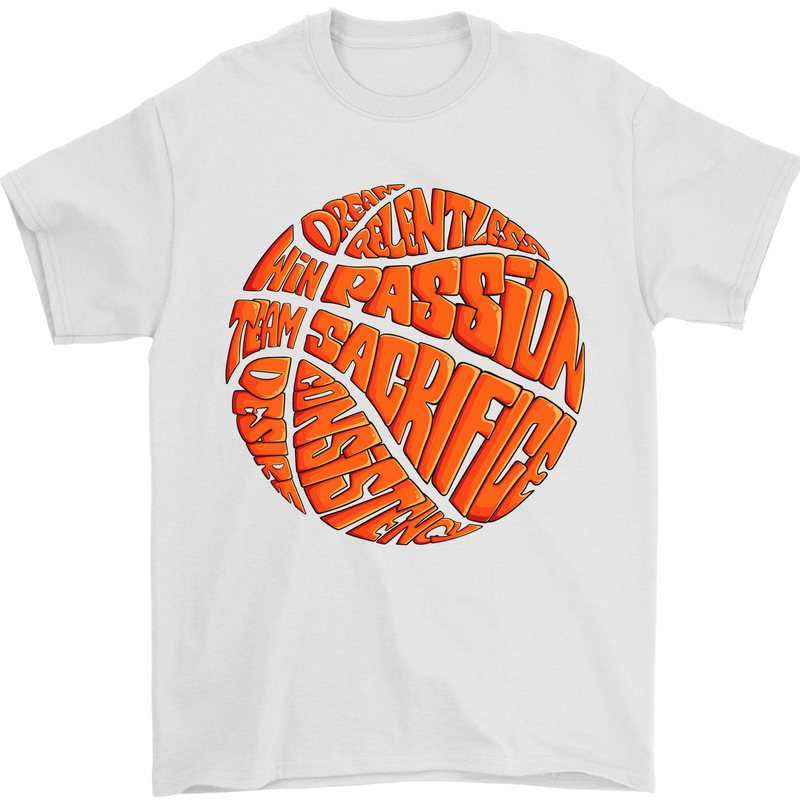 Basketball Word Art Mens T-Shirt 100% Cotton White