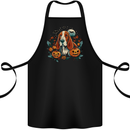 Basset Dog With Pumpkins Halloween Cotton Apron 100% Organic Black