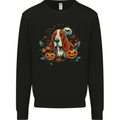 Basset Dog With Pumpkins Halloween Mens Sweatshirt Jumper Black