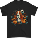 Basset Dog With Pumpkins Halloween Mens T-Shirt 100% Cotton Black
