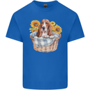 Basset Hound Dog in His Basket Kids T-Shirt Childrens Royal Blue