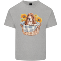 Basset Hound Dog in His Basket Kids T-Shirt Childrens Sports Grey