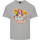 Basset Hound Dog in His Basket Kids T-Shirt Childrens Sports Grey