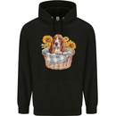 Basset Hound Dog in His Basket Mens 80% Cotton Hoodie Black