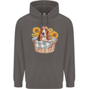 Basset Hound Dog in His Basket Mens 80% Cotton Hoodie Charcoal