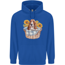 Basset Hound Dog in His Basket Mens 80% Cotton Hoodie Royal Blue