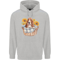 Basset Hound Dog in His Basket Mens 80% Cotton Hoodie Sports Grey