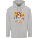 Basset Hound Dog in His Basket Mens 80% Cotton Hoodie Sports Grey