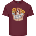 Basset Hound Dog in His Basket Mens Cotton T-Shirt Tee Top Maroon