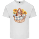 Basset Hound Dog in His Basket Mens Cotton T-Shirt Tee Top White