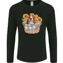 Basset Hound Dog in His Basket Mens Long Sleeve T-Shirt Black