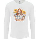 Basset Hound Dog in His Basket Mens Long Sleeve T-Shirt White