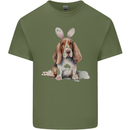 Basset Hound Easter Bunny Dog Mens Cotton T-Shirt Tee Top Military Green