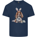 Basset Hound Easter Bunny Dog Mens Cotton T-Shirt Tee Top Navy Blue