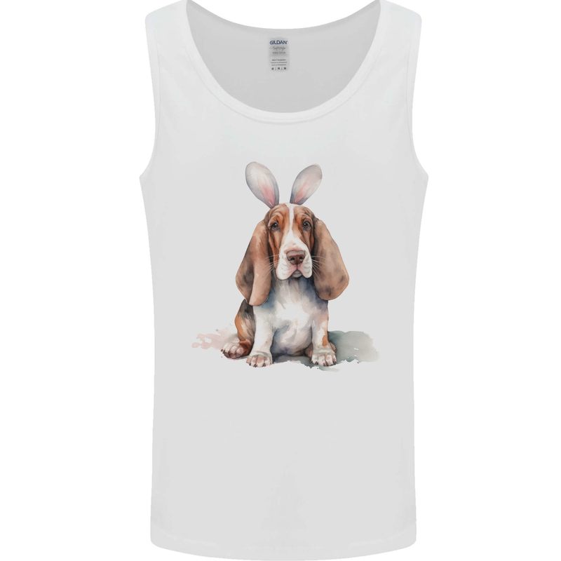 Basset Hound Easter Bunny Dog Mens Vest Tank Top White