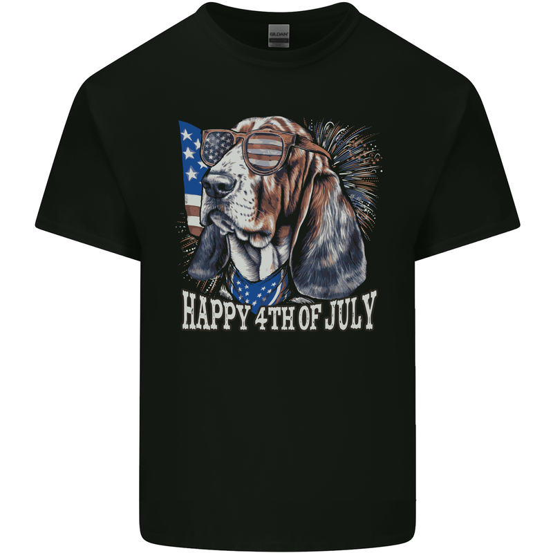 Bassett Hound 4th of July Independence Day Kids T-Shirt Childrens Black