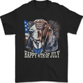 Bassett Hound 4th of July Independence Day Mens T-Shirt 100% Cotton Black