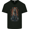 Bastet Egyptian God Fantasy Mens V-Neck Cotton T-Shirt Black