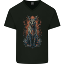 Bastet Egyptian God Fantasy Mens V-Neck Cotton T-Shirt Black