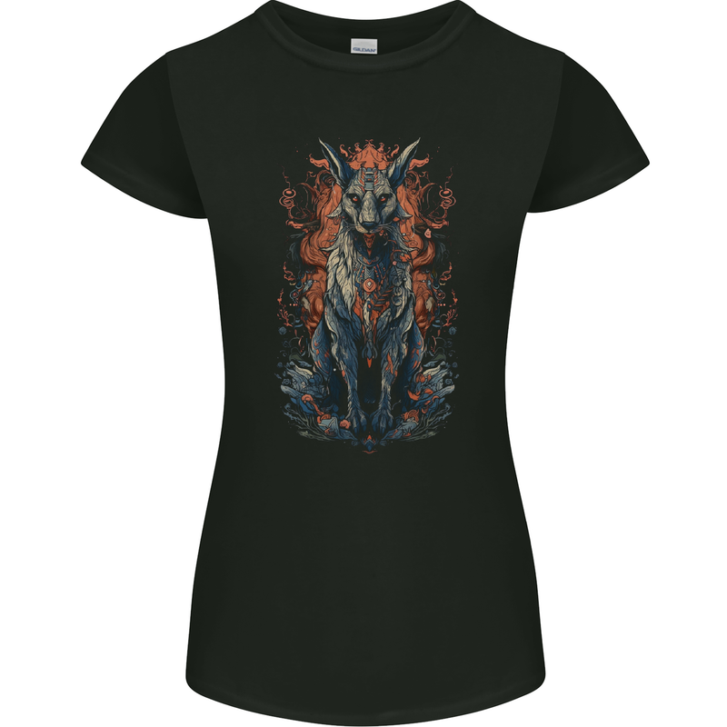 Bastet Egyptian God Fantasy Womens Petite Cut T-Shirt Black