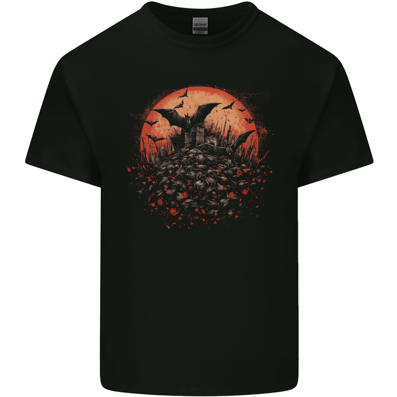 Bat Apocalypse Red Moon Halloween Kids T-Shirt Childrens Black