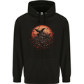 Bat Apocalypse Red Moon Halloween Mens 80% Cotton Hoodie Black