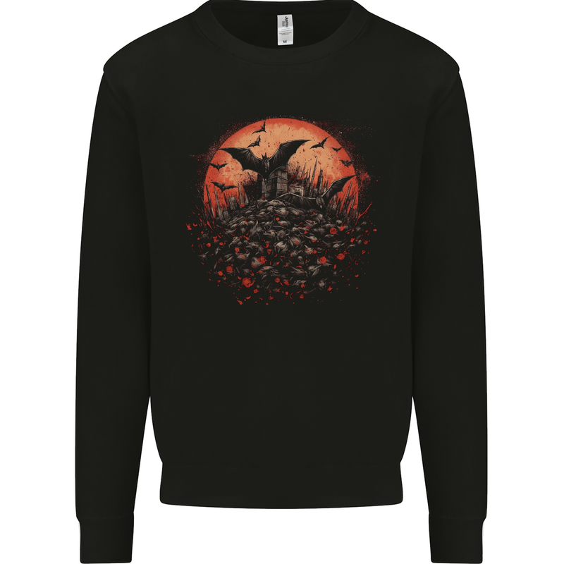 Bat Apocalypse Red Moon Halloween Mens Sweatshirt Jumper Black