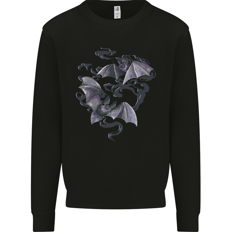 Bats and Smoke Vampires Halloween Kids Sweatshirt Jumper Black