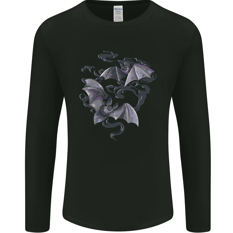 Bats and Smoke Vampires Halloween Mens Long Sleeve T-Shirt Black