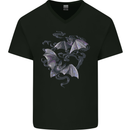 Bats and Smoke Vampires Halloween Mens V-Neck Cotton T-Shirt Black