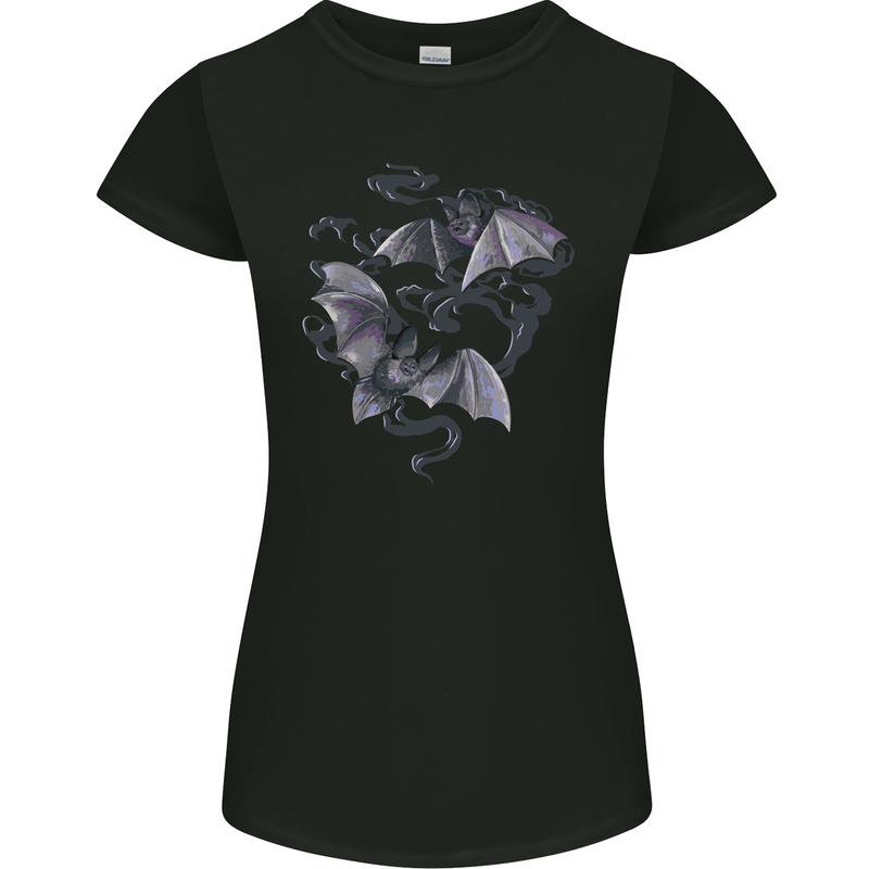 Bats and Smoke Vampires Halloween Womens Petite Cut T-Shirt Black