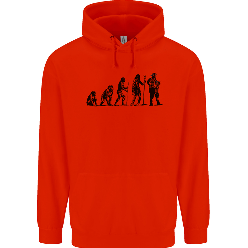 Bavarian Beer Evolution Oktoberfest Childrens Kids Hoodie Bright Red