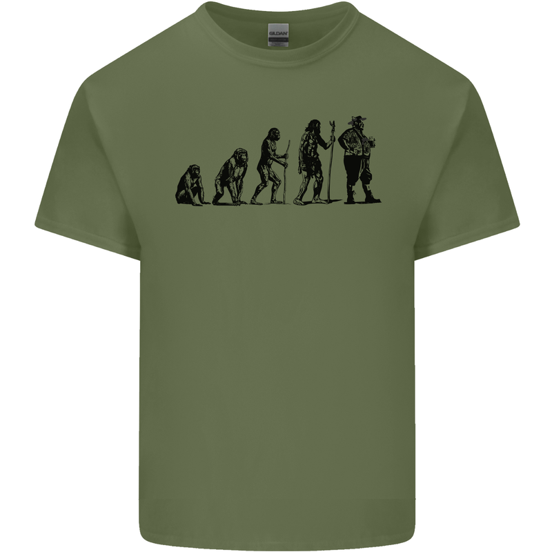 Bavarian Beer Evolution Oktoberfest Mens Cotton T-Shirt Tee Top Military Green