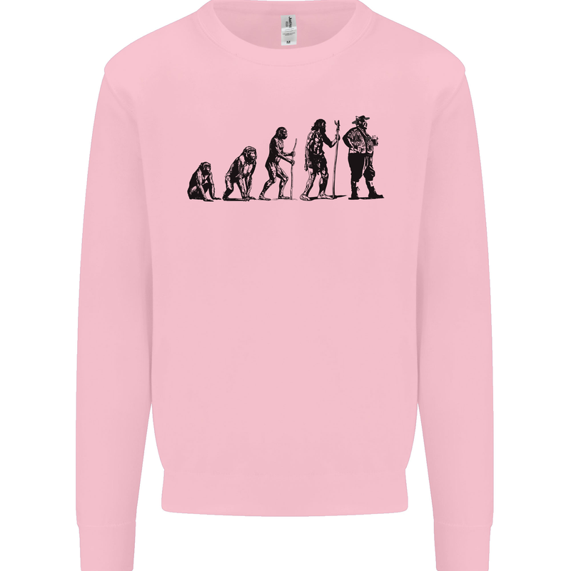 Bavarian Beer Evolution Oktoberfest Mens Sweatshirt Jumper Light Pink