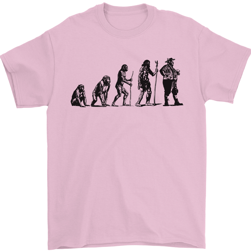 Bavarian Beer Evolution Oktoberfest Mens T-Shirt 100% Cotton Light Pink