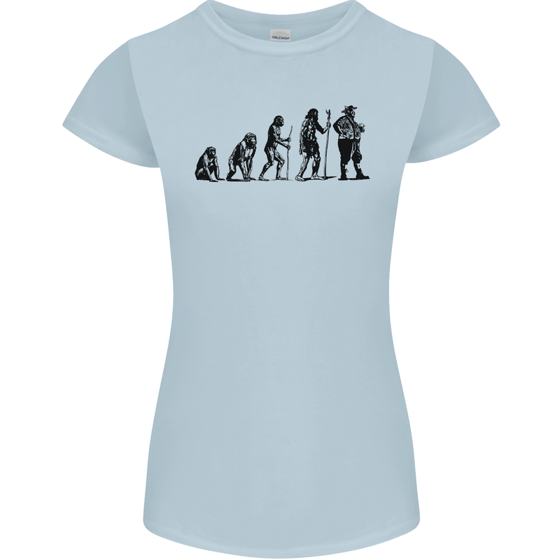 Bavarian Beer Evolution Oktoberfest Womens Petite Cut T-Shirt Light Blue