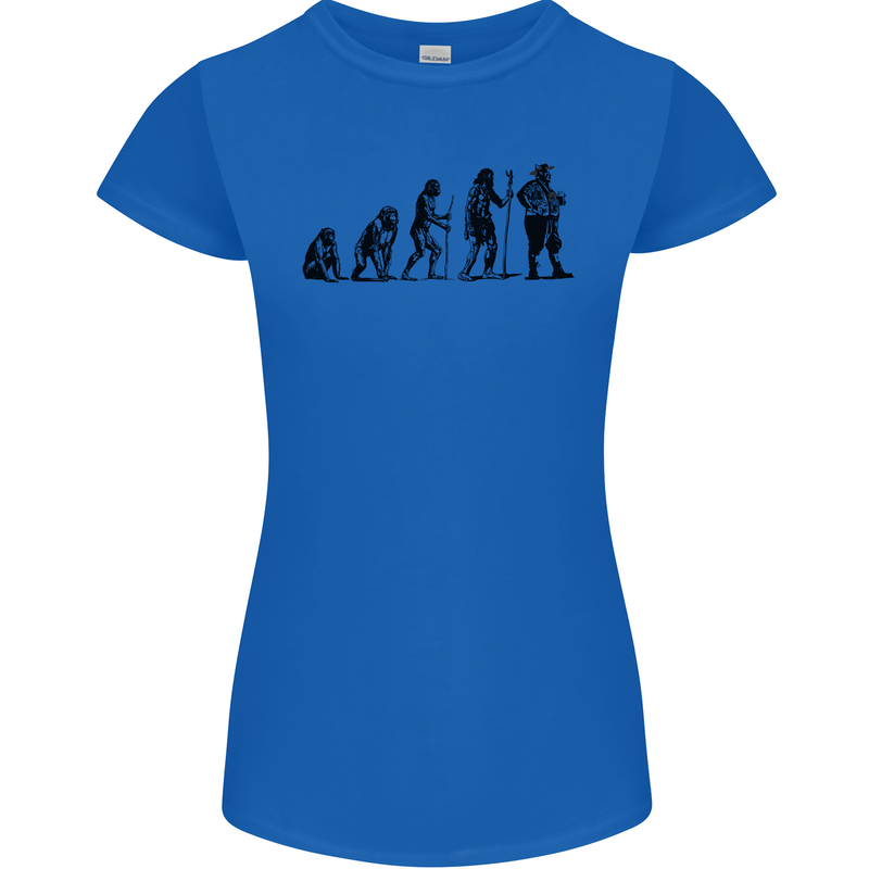 Bavarian Beer Evolution Oktoberfest Womens Petite Cut T-Shirt Royal Blue
