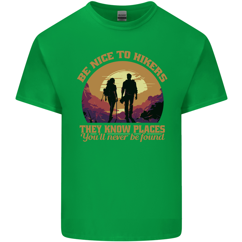 Be Nice to Hikers Funny Hiking Mountains Kids T-Shirt Childrens Irish Green