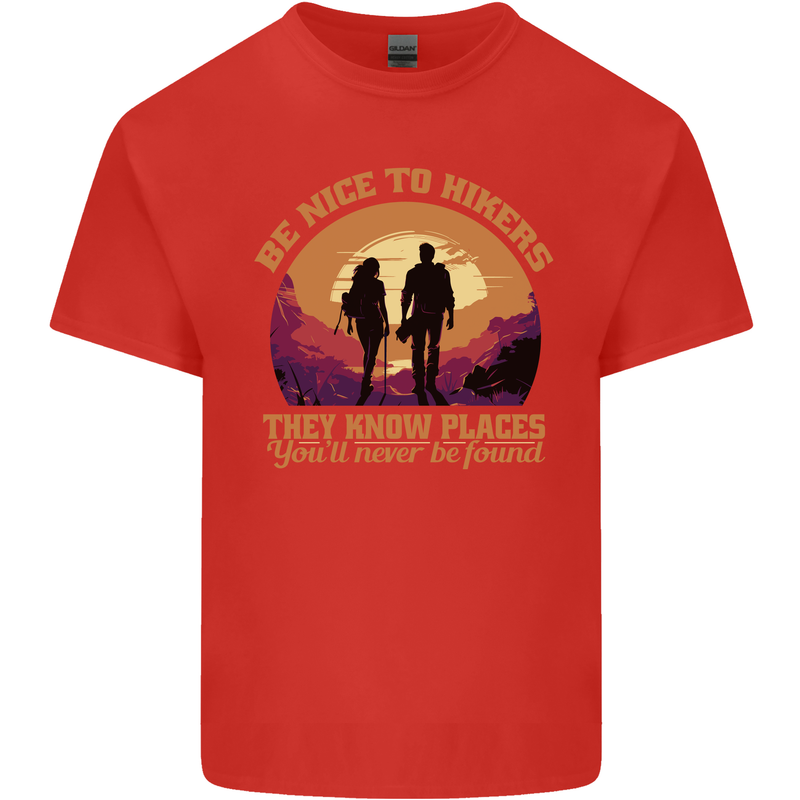 Be Nice to Hikers Funny Hiking Mountains Kids T-Shirt Childrens Red